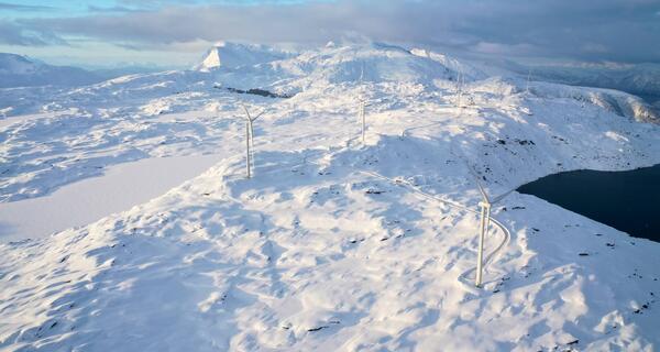 Wind turbines in Sorfjord, Norway